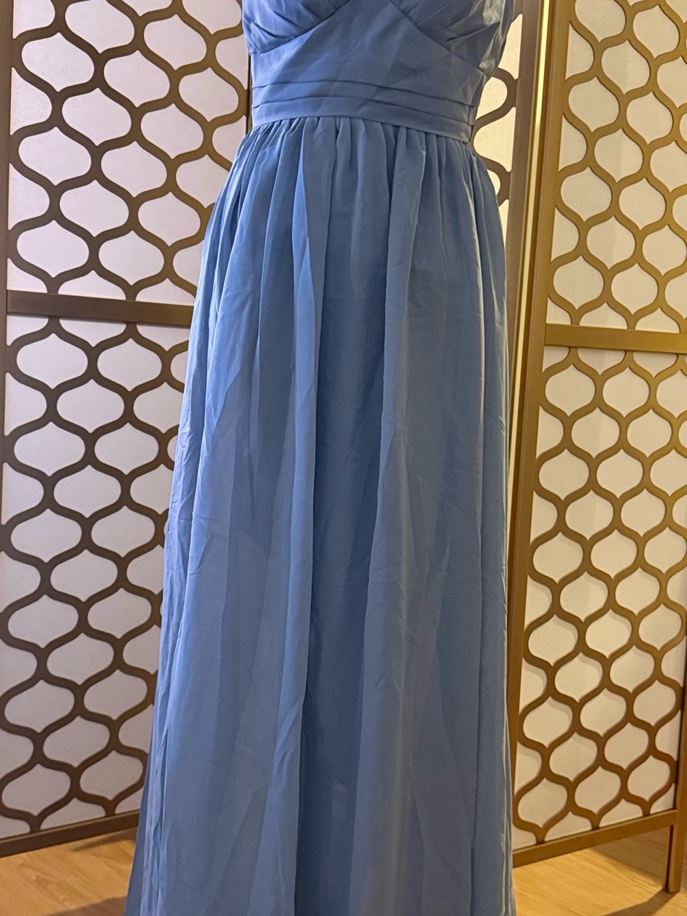 Soft Sky Blue Gathered Waist Maxi Skirt by